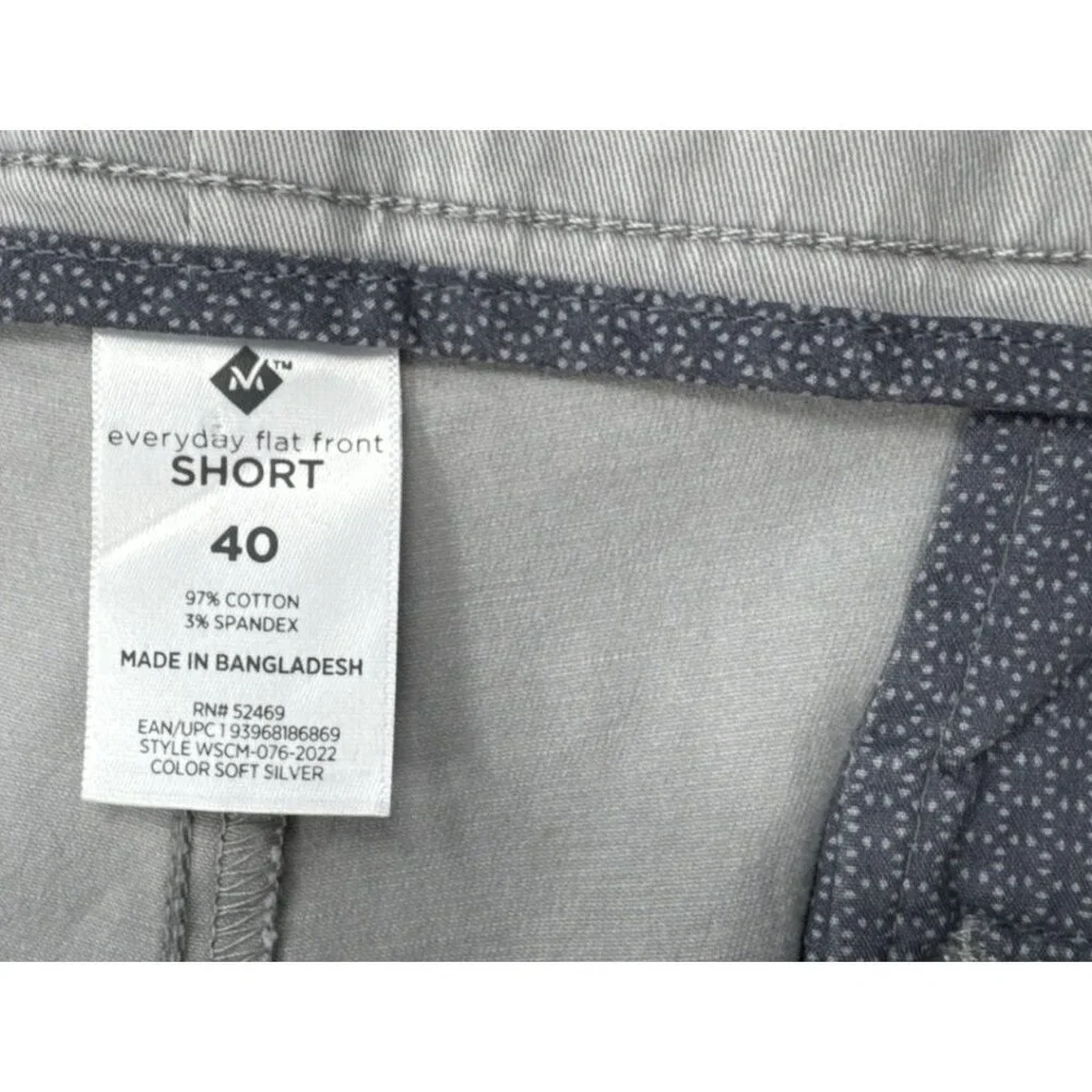 Members Mark Shorts Mens 40 Gray Chino Everyday Stretch Flat Front Travel 9